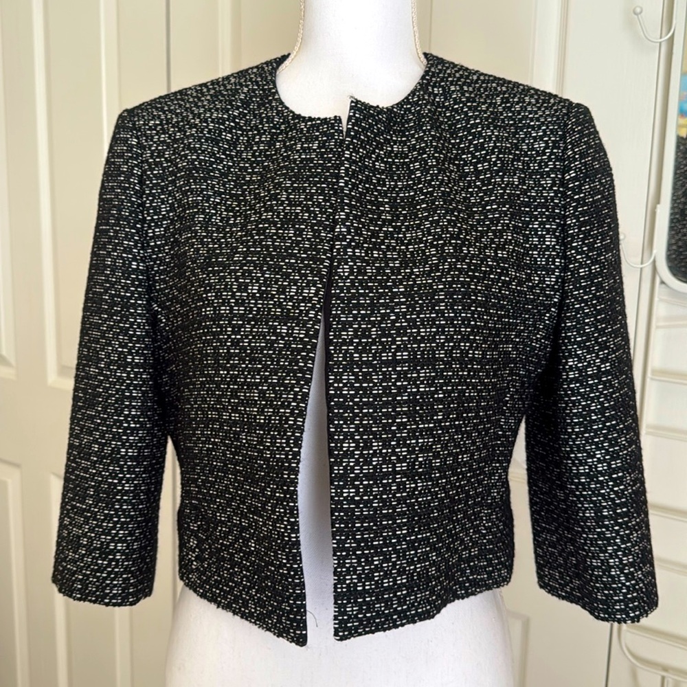 Hugo Boss tweed wool blend crop jacket